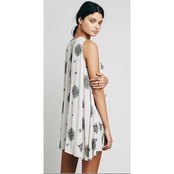 Free People Womens Snap Out Of It Swing Dress Tunic Top Mini Dress Cream - Picture 12 of 12